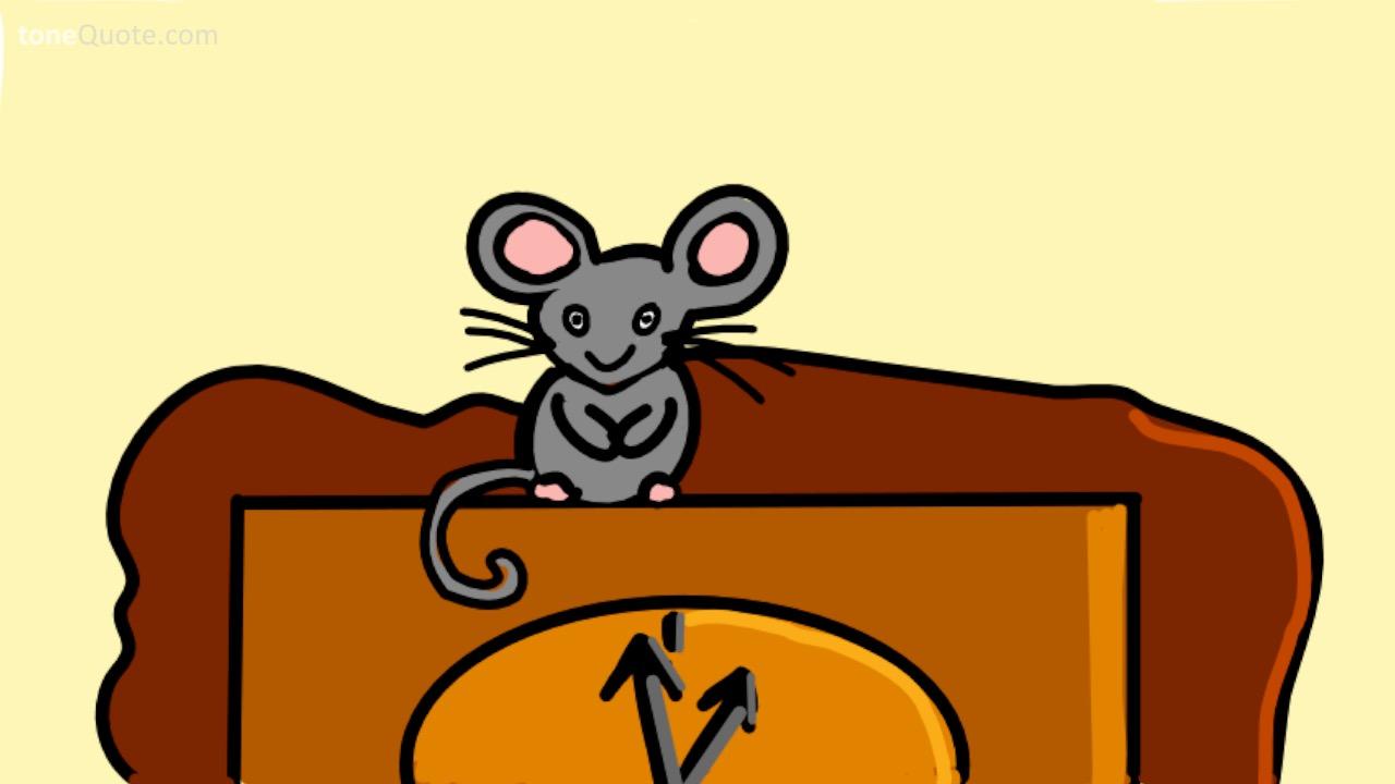 Picture of a mouse sitting on a clock.